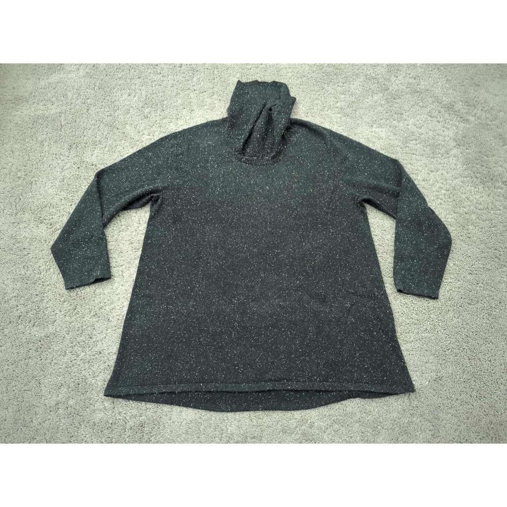 J Jill Sweater Womens XL PLUS Black Speckle Long Sleeve 10% Silk Turtleneck